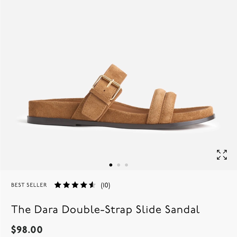 Dara Double-Strap Slide Sandal in Tan Suede